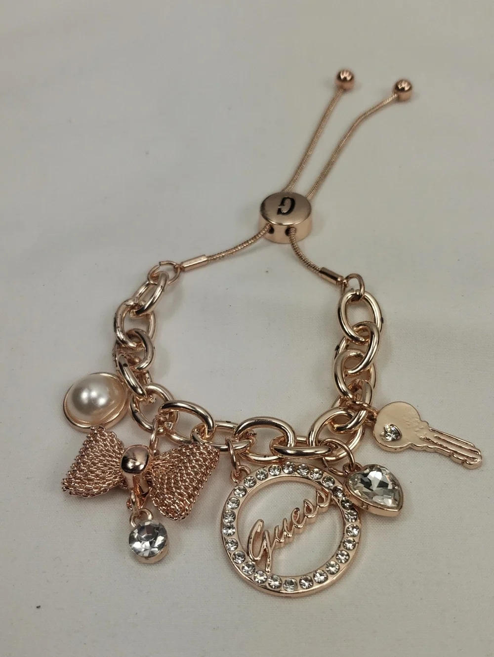 GUESS Rose Gold Charm Slide Bracelet